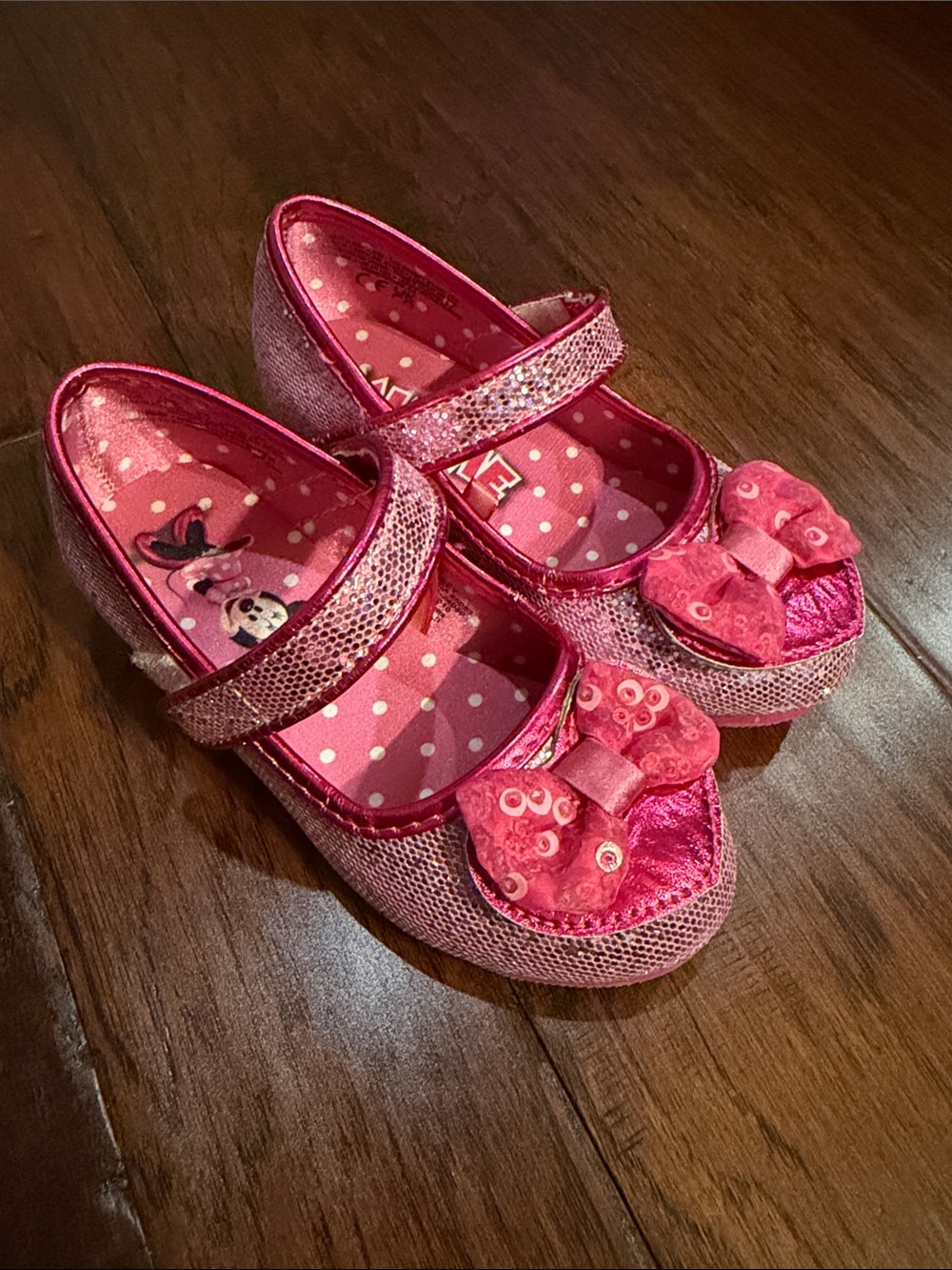 Disney Sparkly Pink Mary Jane Shoes with Bow